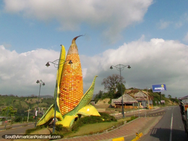 Giant sweetcorn monument between Jipijapa and Montecristi. (640x480px). Ecuador, South America.