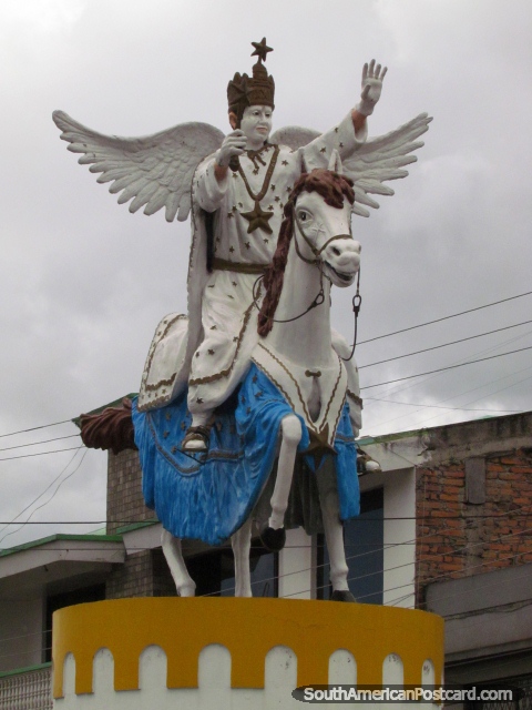 Angel de la Estrella, star angel character from Mama Negra, monument in Latacunga. (480x640px). Ecuador, South America.