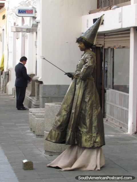 Witch and wand, street performer in Latacunga. (480x640px). Ecuador, South America.