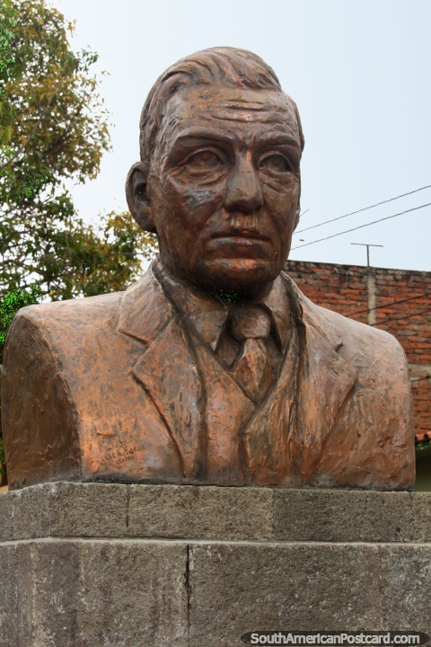 Dr. Alfredo Noboa Montenegro, bust in Guaranda, has a hospital named after him. (480x720px). Ecuador, South America.