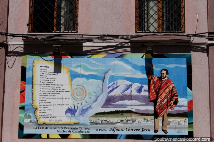 Alfonso Chavez Jara (1956-1991), poeta, mural em Riobamba. (720x480px). Equador, América do Sul.