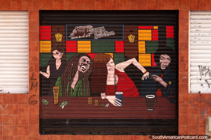 Bob Marley, Janis Joplin e Jimi Hendrix, mural de parede em Riobamba. (720x480px). Equador, Amrica do Sul.