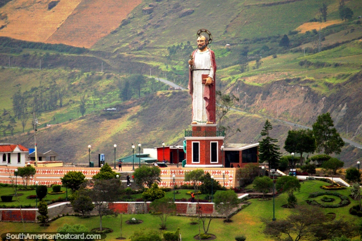 Saint Peter stands on a hill overlooking Alausi, he is never far from view! (720x480px). Ecuador, South America.