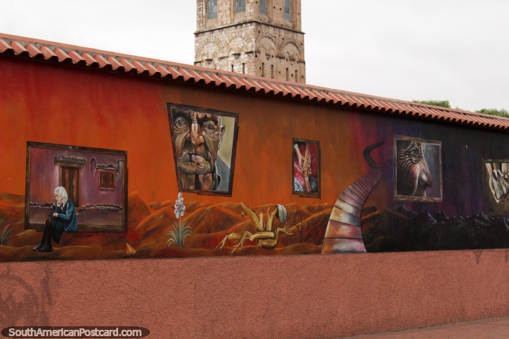 Mural de mais velhas pessoas do 1o Festival de Quadros murais em Cuenca. (720x480px). Equador, Amrica do Sul.