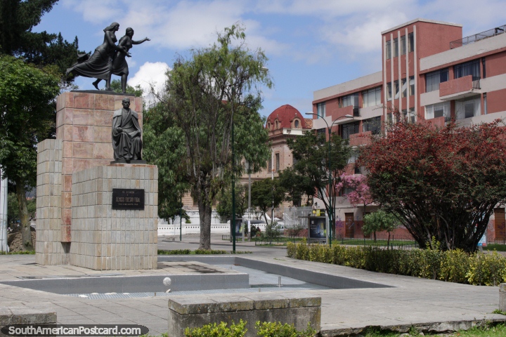 Remigio Crespo Toral (1860-1939), monument in Cuenca, a local writer. (720x480px). Ecuador, South America.