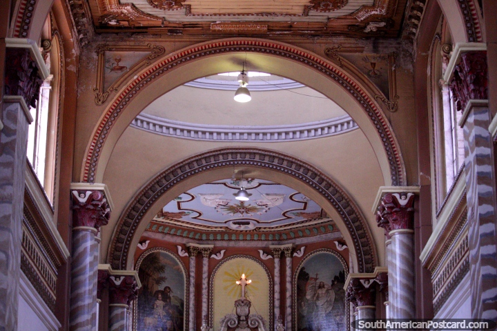 The walls, dome and ceiling of San Blas Church in Cuenca. (720x480px). Ecuador, South America.
