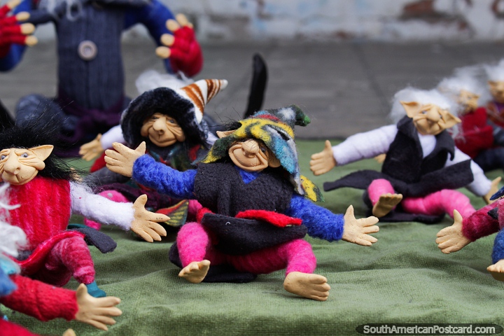 Small elves with hats and colorful clothing in Ibarra, arts and crafts. (720x480px). Ecuador, South America.