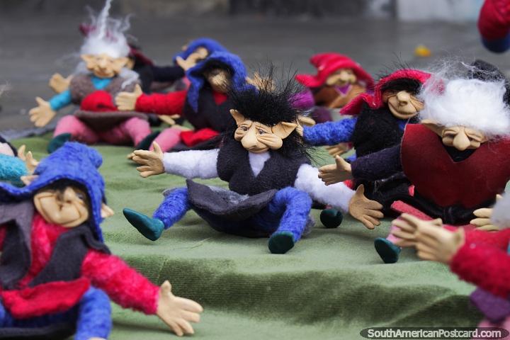 Group of elves created by an artist in Ibarra, for sale on the street. (720x480px). Ecuador, South America.