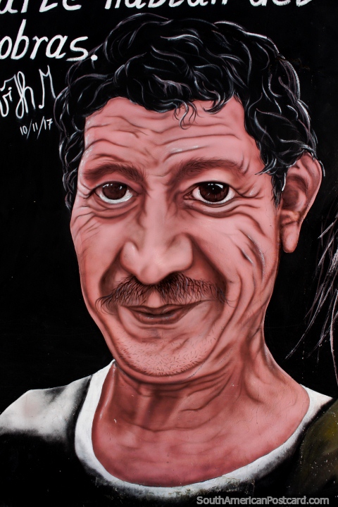 Um homem importante no tem dvida, mas quem  ele, arte de rua na Zamora. (480x720px). Equador, Amrica do Sul.