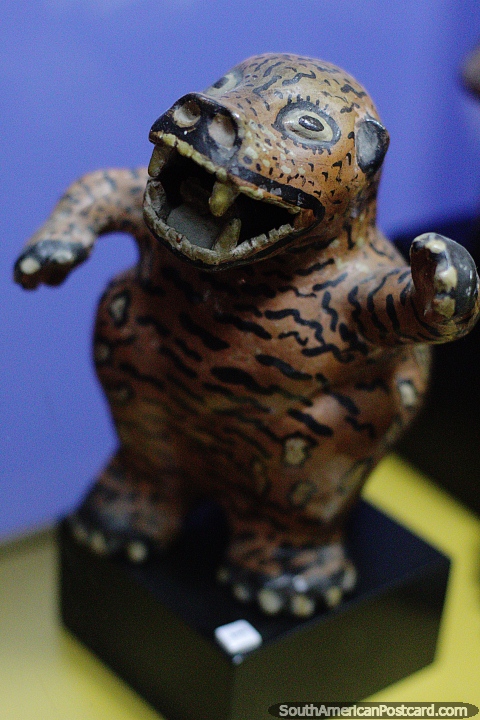 Jaguar man, Shamanism, ceramic, Archaeological museum, Puyo. (480x720px). Ecuador, South America.