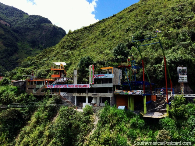Aventura mega o Parque Rio Blanco, o plio monta em Banos. (640x480px). Equador, Amrica do Sul.