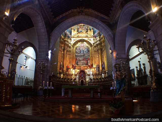 Interior of the Metropolitan Cathedral in Quito features works by the Quito School of Art. (640x480px). Ecuador, South America.