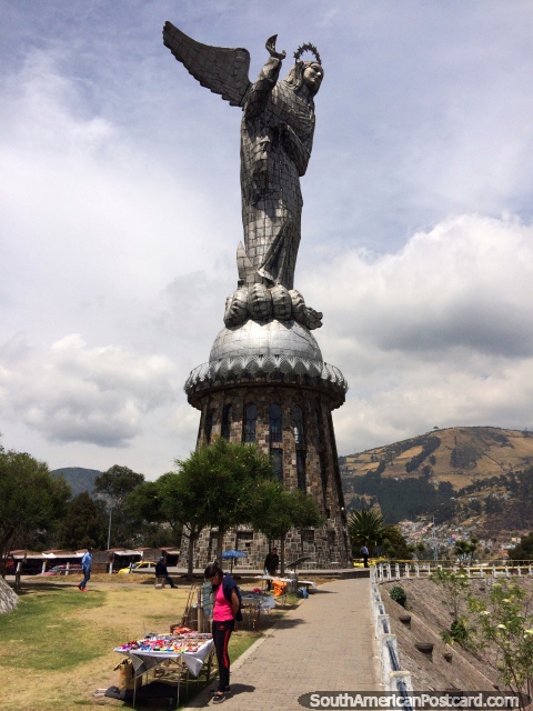 The Woman of the Apocalypse, inaugurated on the 28th March 1975, she towers over Quito. (480x640px). Ecuador, South America.