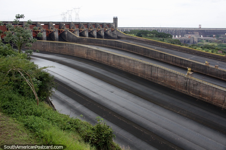 Itaipu Dam in Ciudad de Este, the river is low so there is no overflow. (720x480px). Paraguay, South America.