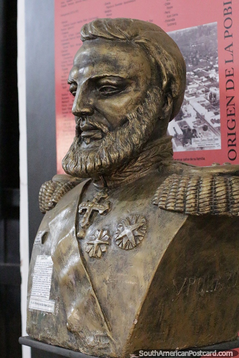 Francisco Solano Lopez (1827-1870), military officer and president, bust at the museum in Villarrica. (480x720px). Paraguay, South America.