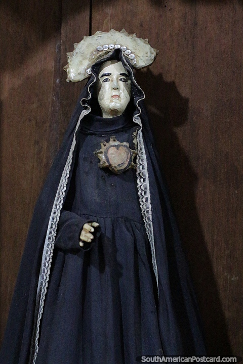 Virgin of Pain, an antique doll at Maestro Fermin Lopez Museum in Villarrica. (480x720px). Paraguay, South America.