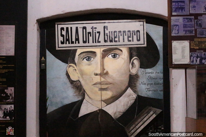 Manuel Ortiz Guerrero (1894-1933), poeta e msico paraguaio, sala do museu de Villarrica. (720x480px). Paraguai, Amrica do Sul.