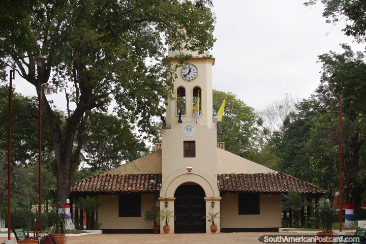Church at the Plaza of Heroes in Piribebuy. (720x480px). Paraguay, South America.