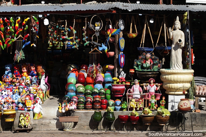 Aregua & Itaugua, Paraguay - We Say Ceramics They Say Ceramica. Aregua, 30kms from Asuncion is the home of ceramics in this part of Paraguay. It's an unbelievable sight to see a whole street on both sides lined piece by piece with colorful ceramic art!