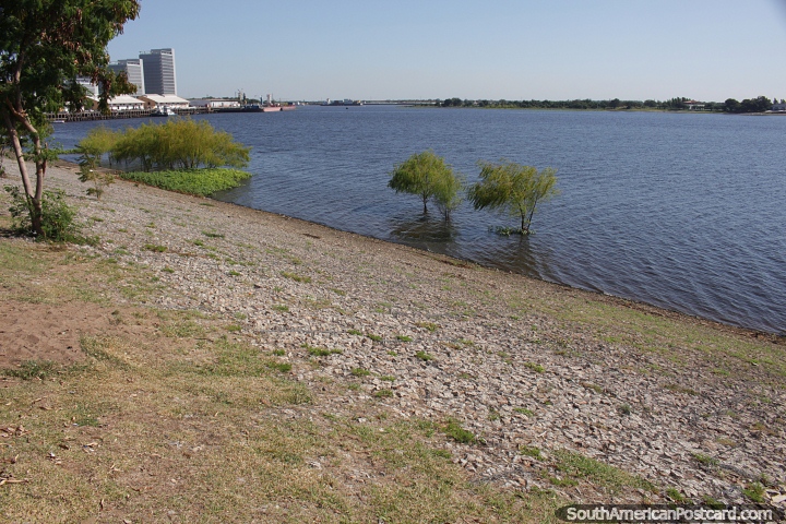 Riverfront and distant port area in Asuncion. (720x480px). Paraguay, South America.