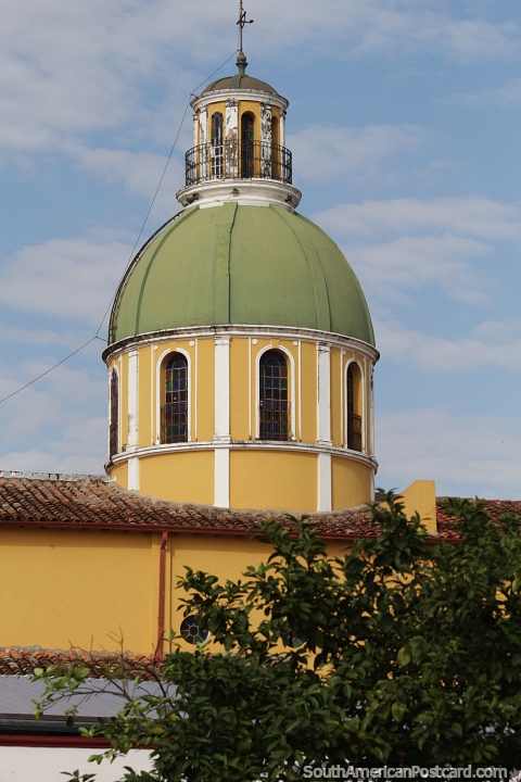 Dome of the cathedral in Concepcion with a lookout tower. (480x720px). Paraguay, South America.