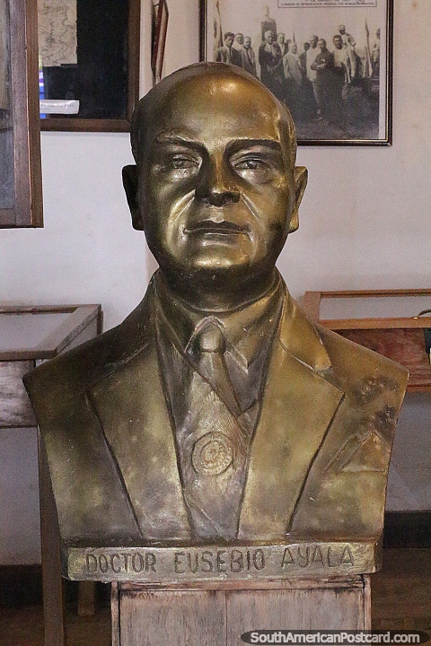 Museum in Concepcion, bust of Dr. Eusebio Ayala (1875-1942) - president. (480x720px). Paraguay, South America.