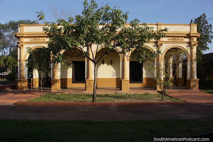 Government buildings with archways in Concepcion. (720x480px). Paraguay, South America.