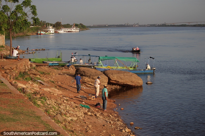Riverfront of Concepcion with golden light at the end of the day. (720x480px). Paraguay, South America.