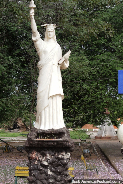 Liberty statue in a plaza in Loreto, north of Concepcion. (480x720px). Paraguay, South America.