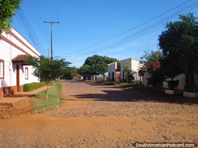 The cobblestone streets of Ybycui. (640x480px). Paraguay, South America.