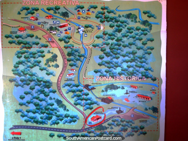 Mapa en la pared de la oficina en Parque Nacional Ybycui. (640x480px). Paraguay, Sudamerica.