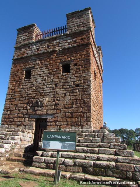 The stone Campanario tower at the Jesuit ruins of Trinidad. (480x640px). Paraguay, South America.
