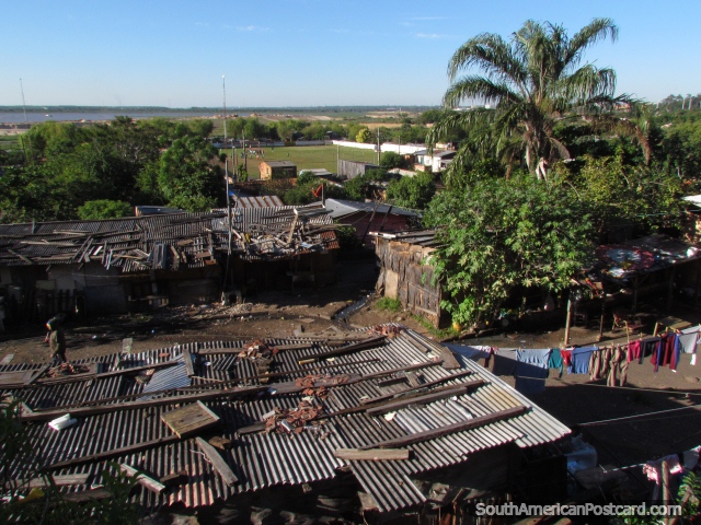 From Plaza Independencia looking across shanty shacks to the Paraguay River, Asuncion. (640x480px). Paraguay, South America.