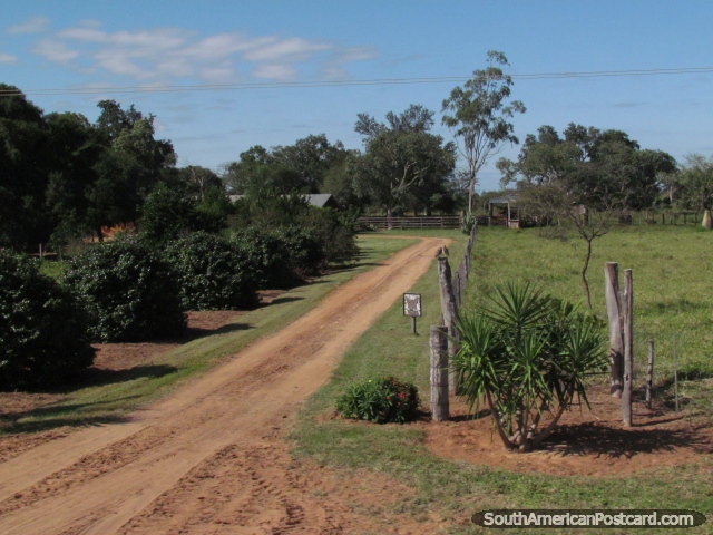 Entrada em uma fazenda bonita que olha em Gran Chaco. (640x480px). Paraguai, América do Sul.