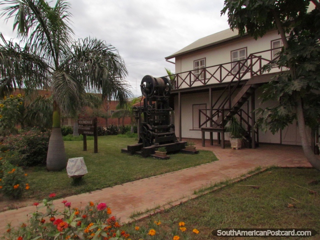 Jakob Unger Museum with old machine outside in Filadelfia. (640x480px). Paraguay, South America.