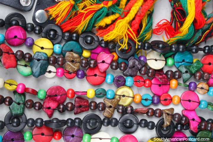 Colorful beads and jewelry sold in central Asuncion by the indigenous people. (720x480px). Paraguay, South America.