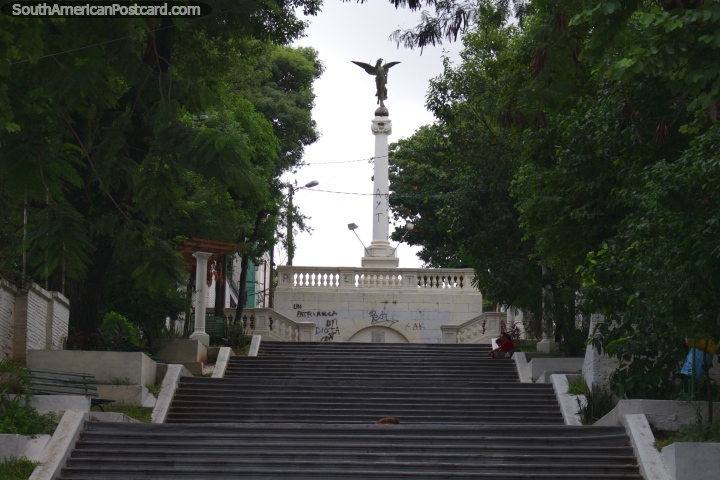 Woman with wings monument at the top of many stairs in Asuncion. (720x480px). Paraguay, South America.