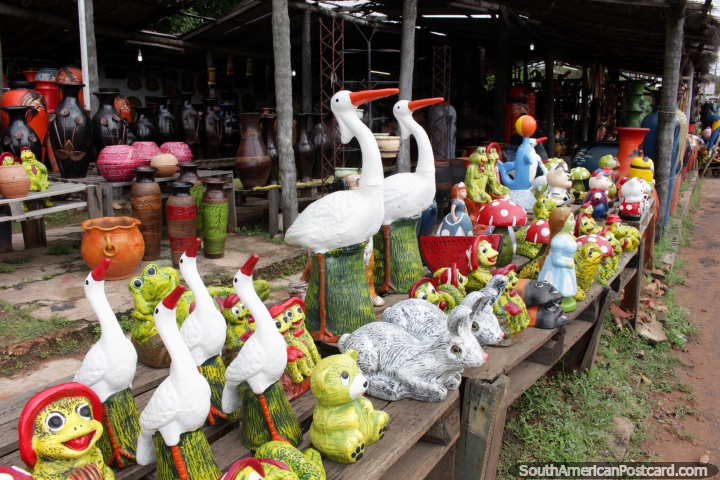 Storks, ducks, frogs, rabbits, ceramics and more ceramics in Aregua near Asuncion. (720x480px). Paraguay, South America.