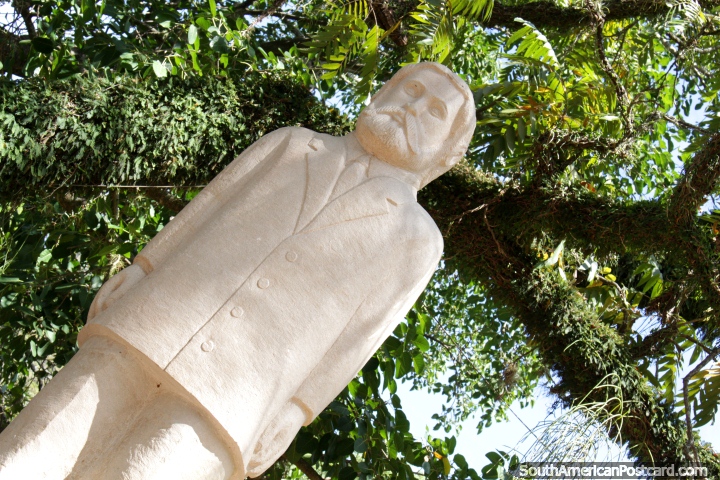 Gral. Bernardino Caballero (1839-1912), the co-founder of San Bernardino, statue in the plaza. (720x480px). Paraguay, South America.