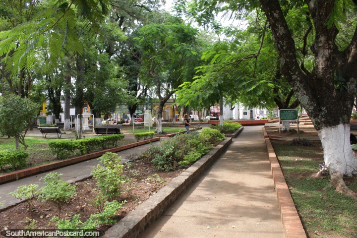 Plaza de los Heroes in Villarrica, lots of trees and shade. (720x480px). Paraguay, South America.