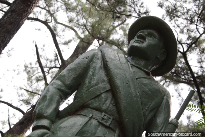 Captain Jose Rolando Brizuela, statue in Villarrica, at Plaza de los Heroes. (720x480px). Paraguay, South America.