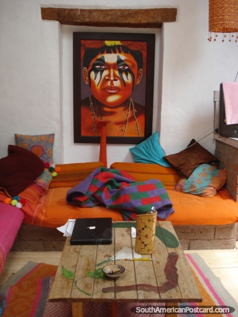 The lounge area of La Casa de San Pedro. (480x640px). Peru, South America.