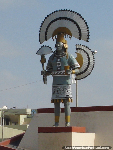 Monument to Sipan in Chiclayo, close up. (480x640px). Peru, South America.