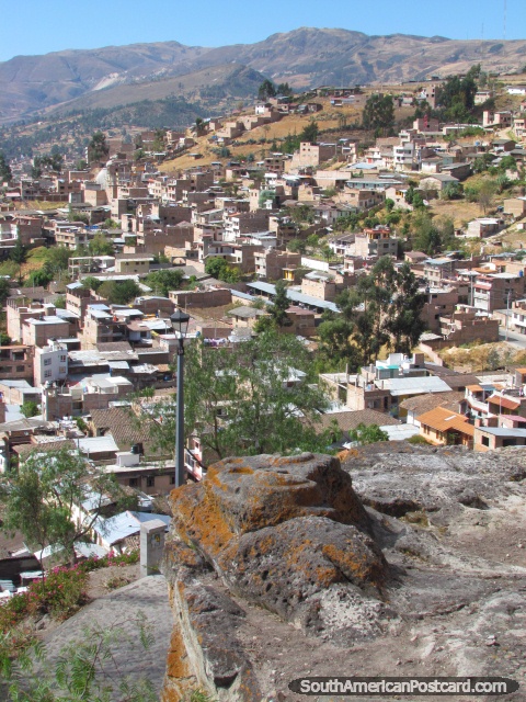 Silla del Inca, Seat of the Inca on the top of Cerro Santa Apolonia in Cajamarca. (480x640px). Peru, South America.