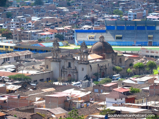 Recoleta Church in Cajamarca, view from Cerro Santa Apolonia. (640x480px). Peru, South America.