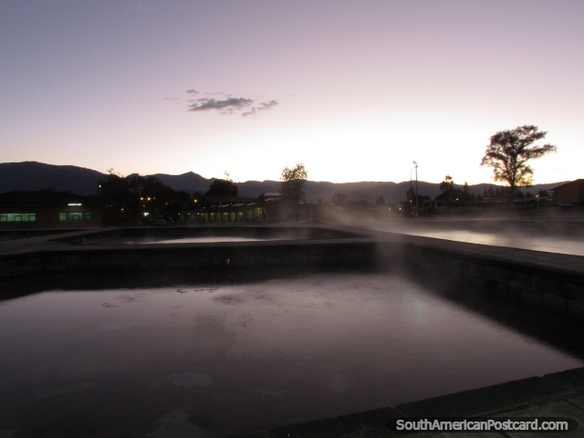 Hot pools steaming at Banos del Inca springs in Cajamarca. (640x480px). Peru, South America.