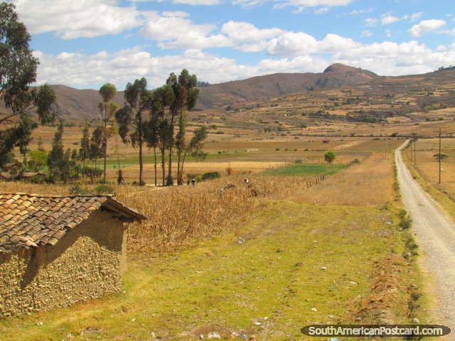Llanuras hermosas, campos de la cosecha y montañas cerca de norte de San Marcos de Cajabamba. (640x480px). Perú, Sudamerica.