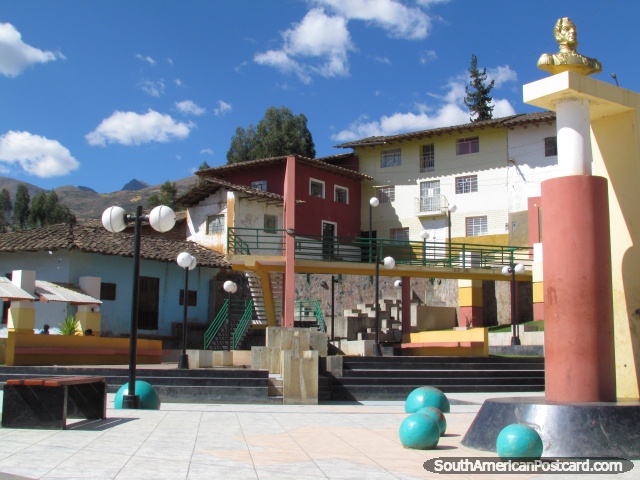 Plaza Bolivar in Cajabamba has a nice setting. (640x480px). Peru, South America.