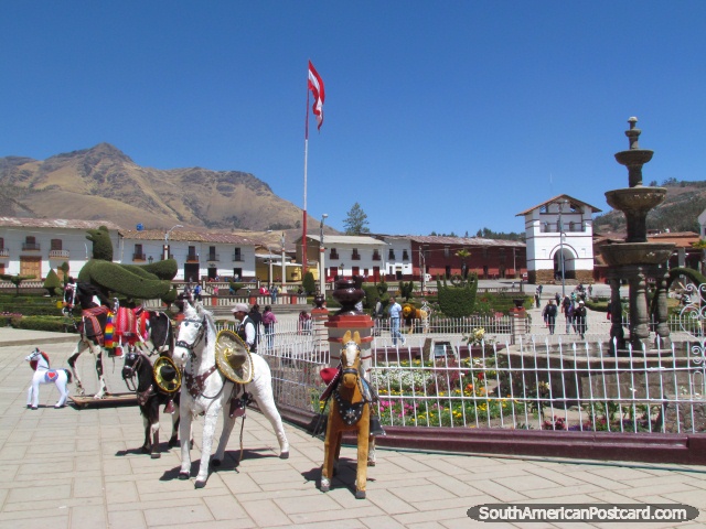 The colorful and beautiful plaza in Huamachuco. (640x480px). Peru, South America.