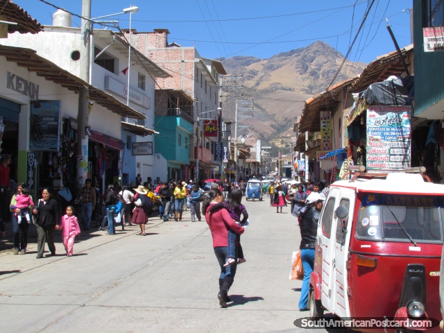 Locals of Huamachuco walking to the markets. (640x480px). Peru, South America.
